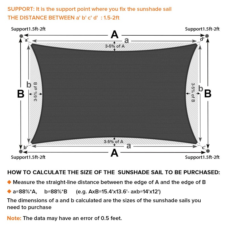 Artpuch 10' x 13' Sun Shade Sails Rectangle Canopy, Dark Grey UV Block Cover for Outdoor Patio Garden Yard - Image 5